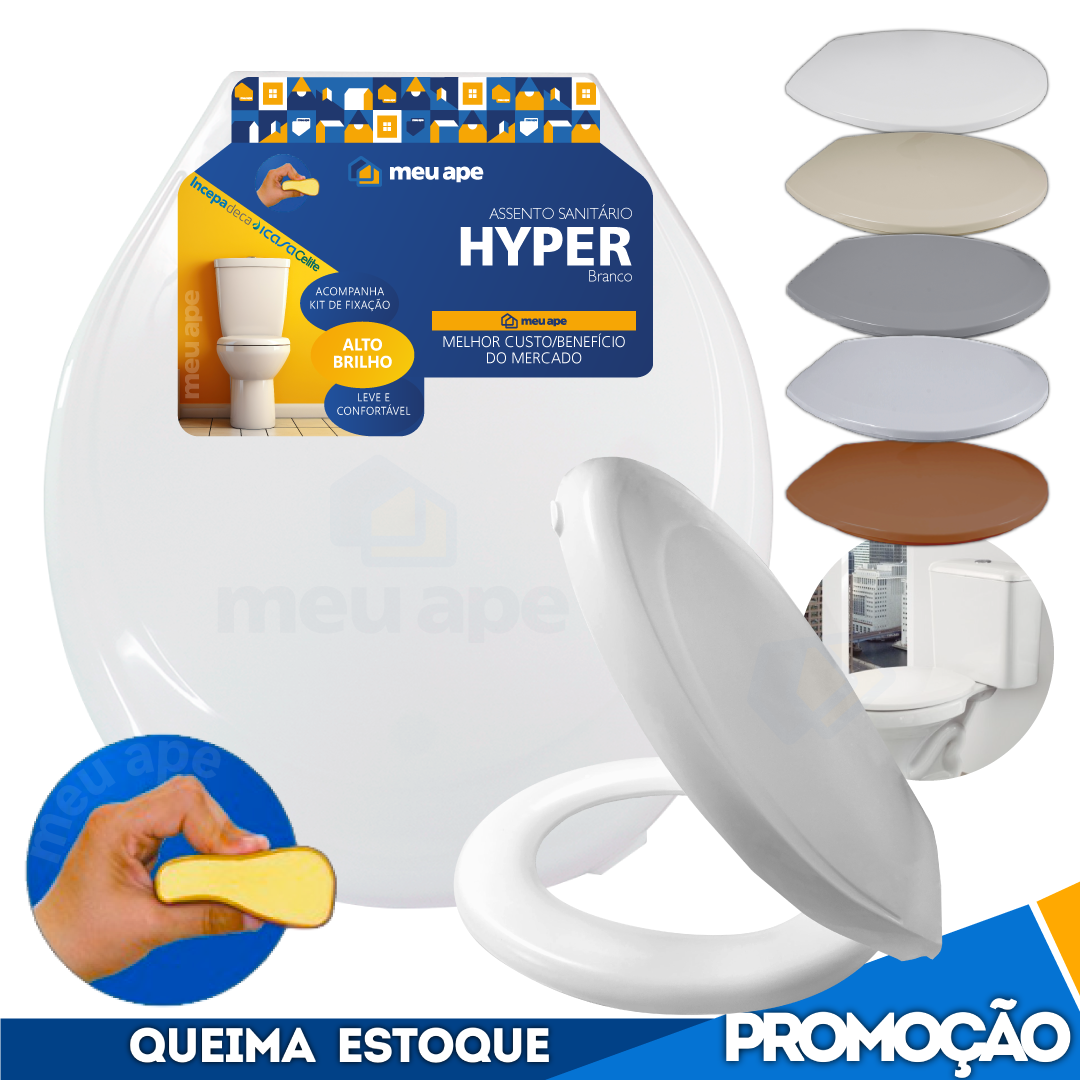Assento Sanitário Tampa Vaso Almofadado Hyper Oval Redondo 