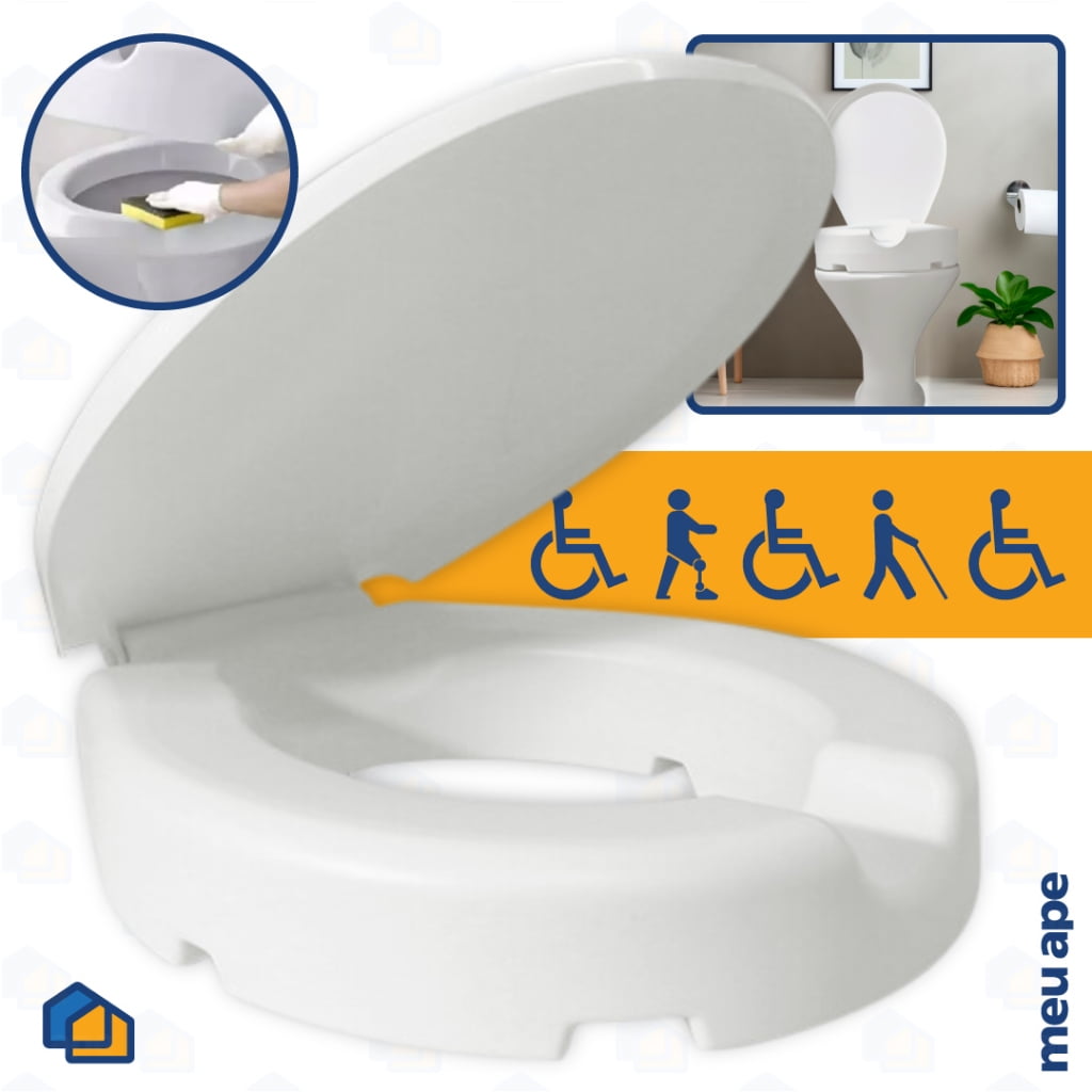 Assento Sanitário Elevado Oval P/ Idosos Deficiência Pós Cirurgia 7,5cm
