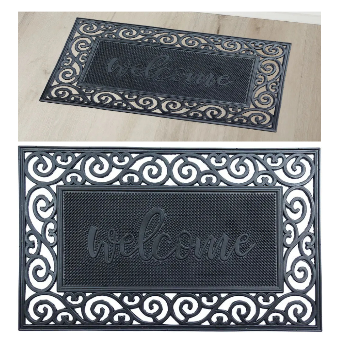 Tapete Capacho de Porta Borracha Estampado 75x45cm