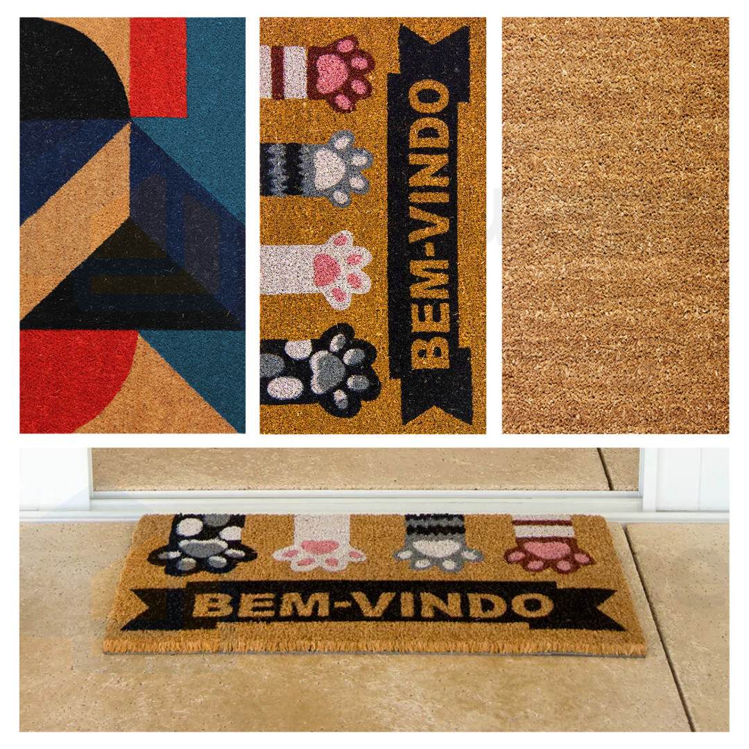 Tapete Capacho de Porta Fibra de Coco Estampado 60x33cm