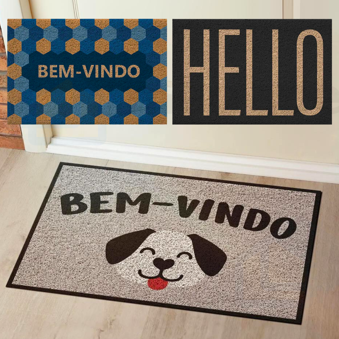 Tapete Capacho de Porta Vinílico Estampado 60x40cm