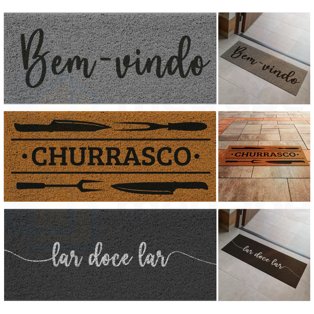 Tapete Capacho de Porta Vinílico Estampado 70x30cm