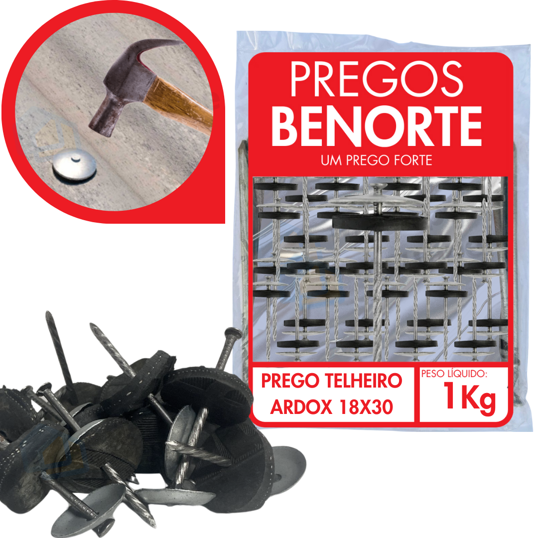 Prego Telheiro Ardox 18x30 1kg Aço Polido Benorte