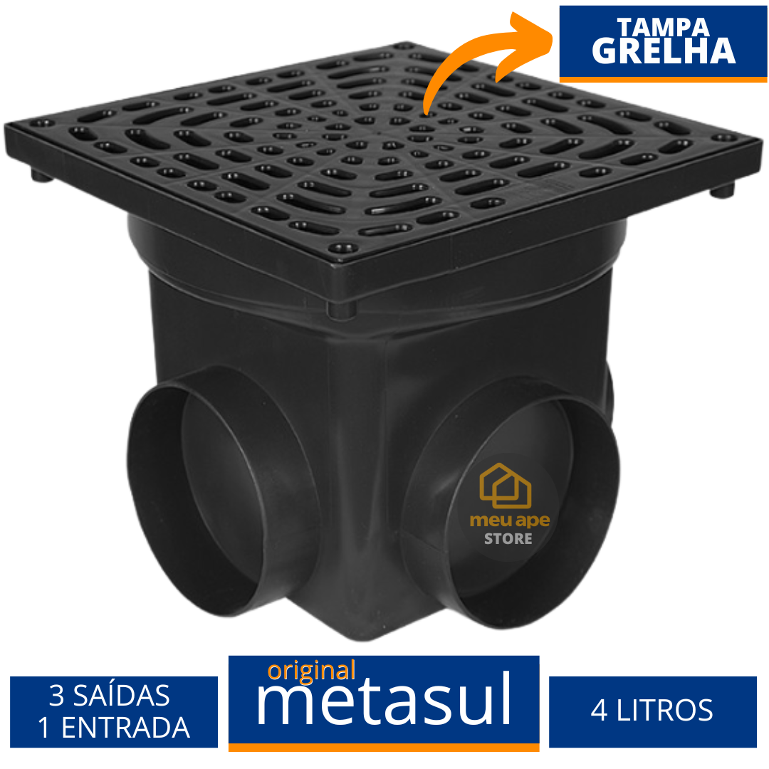 Caixa Coletora De Água Pluvial Pequena Tampa Grelha 4L