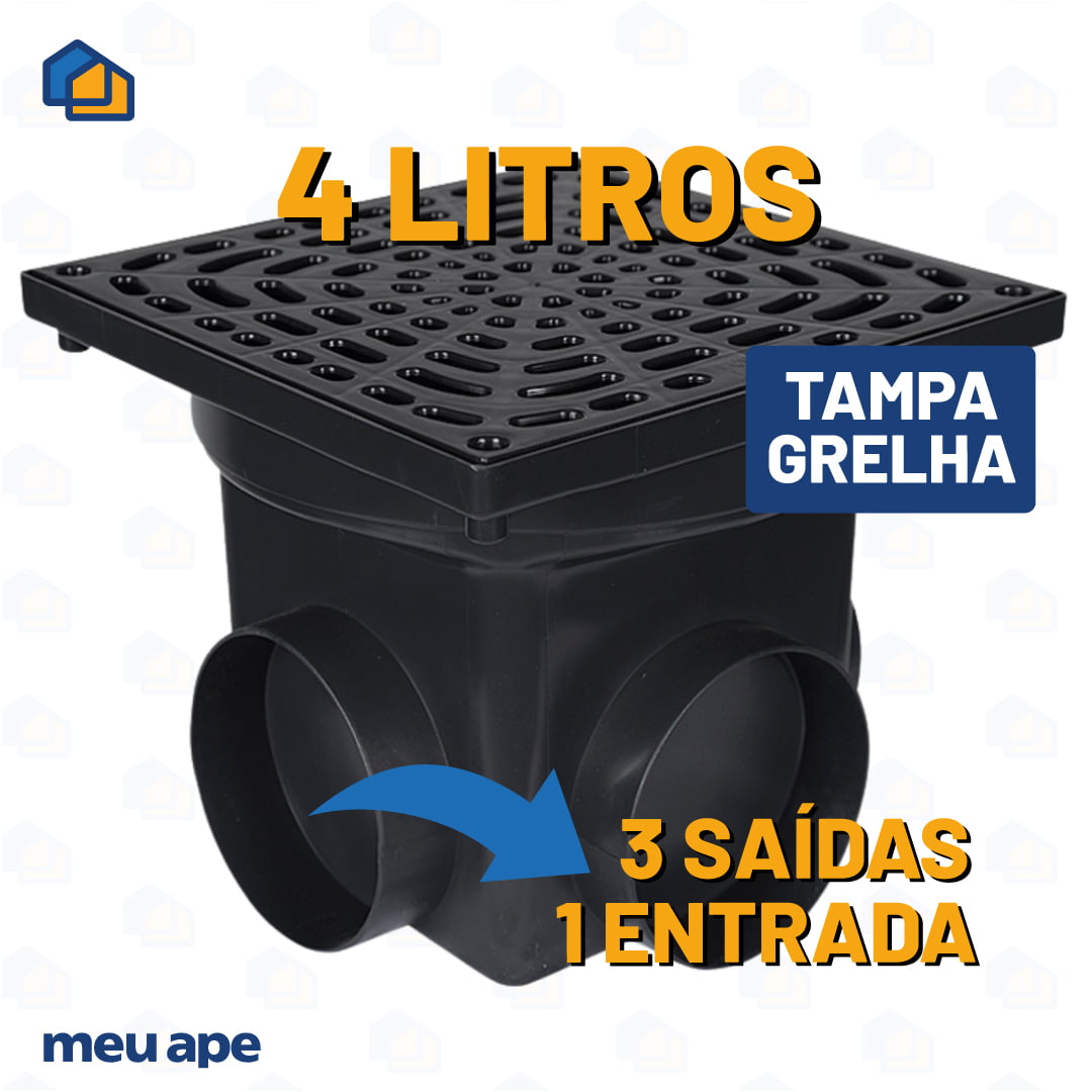Caixa Coletora De Água Pluvial Pequena Tampa Grelha 4L