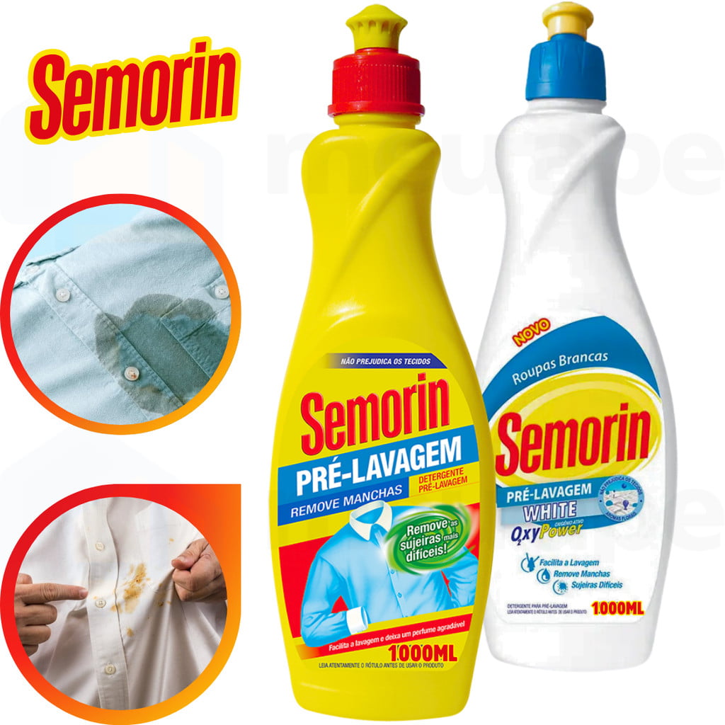 Tira Manchas Detergente Pré-Lavagem Removedor de Manchas Semorin 1 Litro