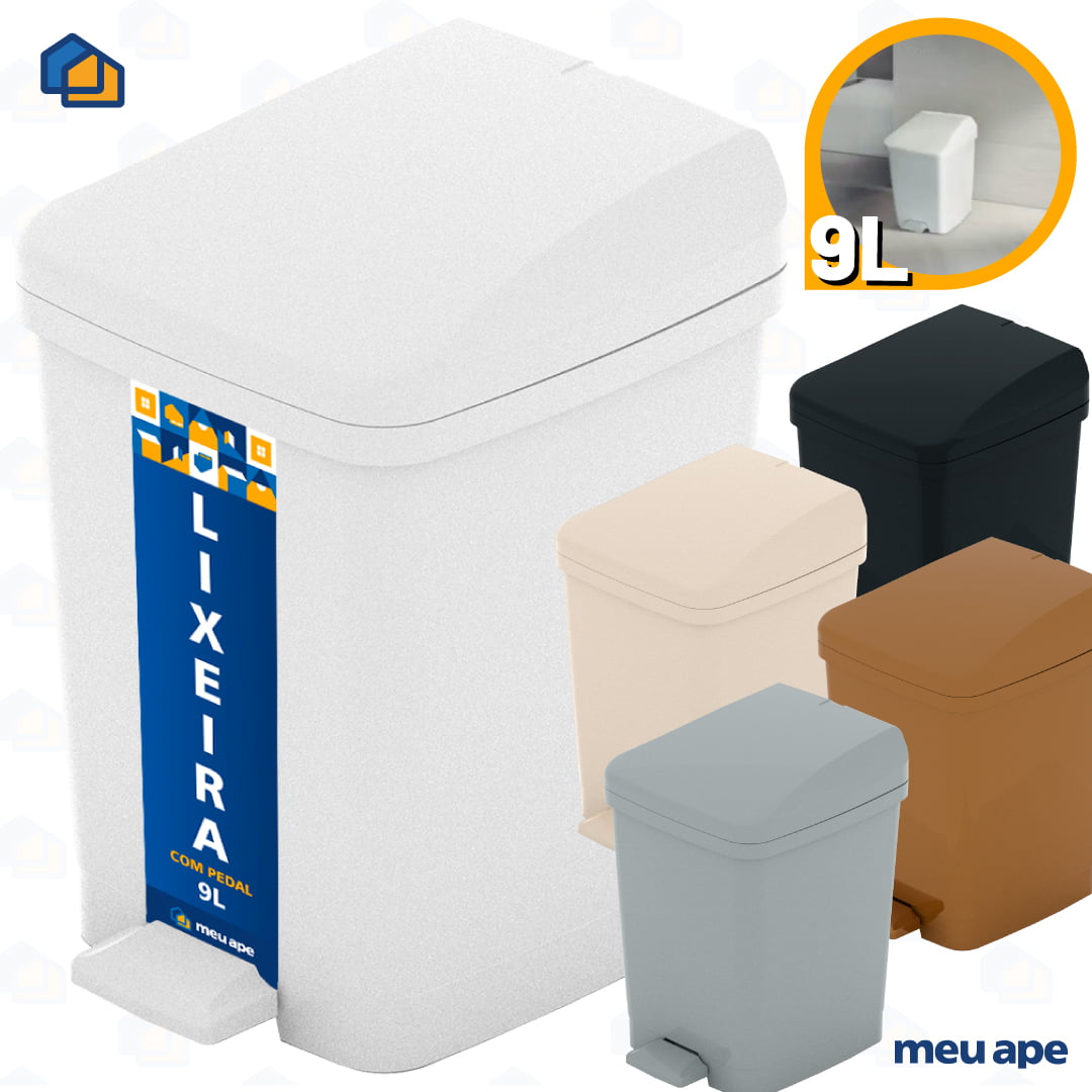 Lixeira com Pedal 9 Litros Plástica Metasul Cores