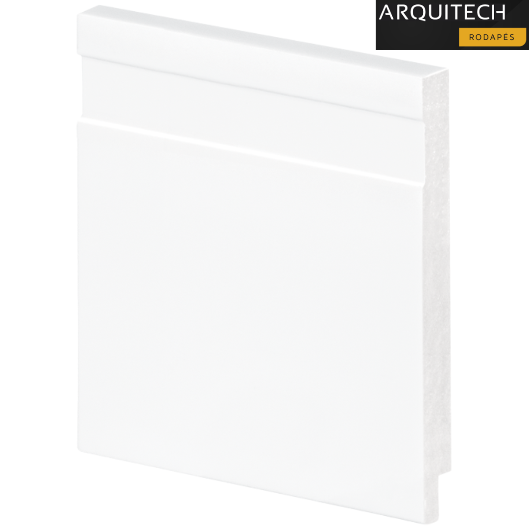 Rodapé Poliestireno 10cm Barra 2 Metros Arquitec Branco Slim