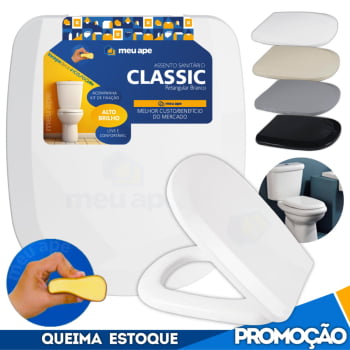 Assento Sanitário Tampa Vaso Almofadado Classic Retangular Quadrado