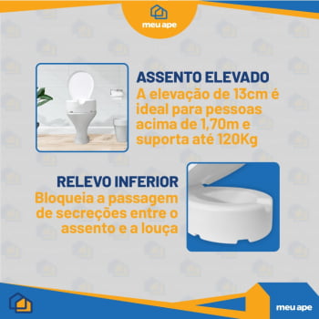 Assento Sanitário Elevado Oval P/ Idosos Deficiência Pós Cirurgia 13cm