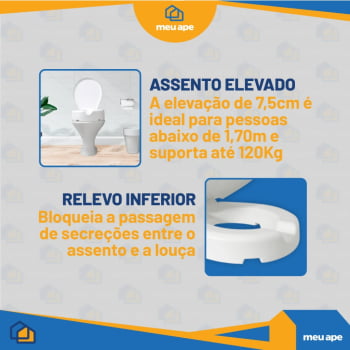 Assento Sanitário Elevado Oval P/ Idosos Deficiência Pós Cirurgia 7,5cm