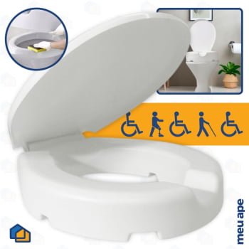 Assento Sanitário Elevado Oval P/ Idosos Deficiência Pós Cirurgia 7,5cm