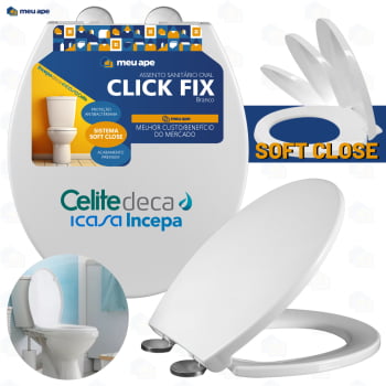 Assento Sanitário Tampa Vaso Soft Close Click Fix Oval Redondo