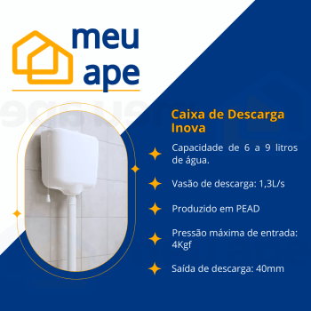 Caixa de Descarga P/ Vaso Sanitário C/ Cordinha Suspensa Metasul 9 Litros