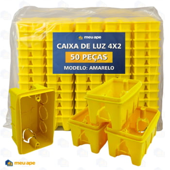 50 Caixa de Luz 4x2 Reforçada P/ Tomada Interruptor Embutir Amarelo