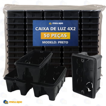 50 Caixa de Luz 4x2 Reforçada P/ Tomada Interruptor Embutir Preto