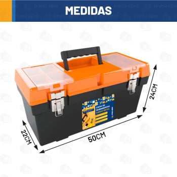 Caixa de Ferramentas Grande Reforçada Cargo 19.5" PP/Metal