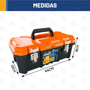 Caixa Tática de Ferramentas 18.3" Grande Reforçada PP/Metal