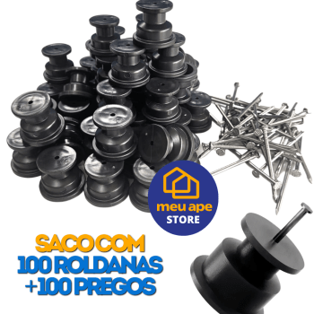 Isolador Roldana 100un Com Prego P/ Cerca Elétrica e Suporte Para Fios 36x36