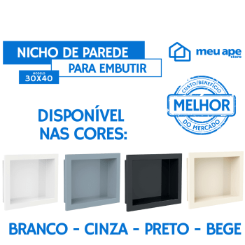 Nicho Para Banheiro e Cozinha Embutir 30X40 Alto Brilho Resistente Alta Densidade