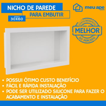 Nicho Para Banheiro e Cozinha Embutir 30X60 Alto brilho Resistente Enhenharia
