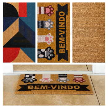 Tapete Capacho de Porta Fibra de Coco Estampado 60x33cm