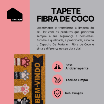 Tapete Capacho de Porta Fibra de Coco Estampado 60x33cm