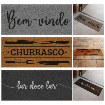 Tapete Capacho de Porta Vinílico Estampado 70x30cm