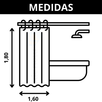Cortina Para Box Banheiro PEV A Com Ganchos Vários Modelos 1,80x1,60m