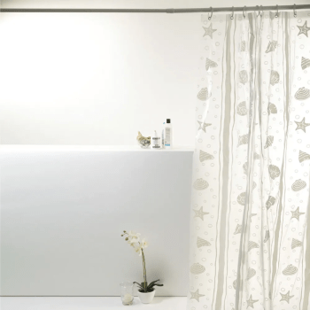 Cortina Para Box Banheiro PVC Com Ganchos Vários Modelos 1,98x1,80m