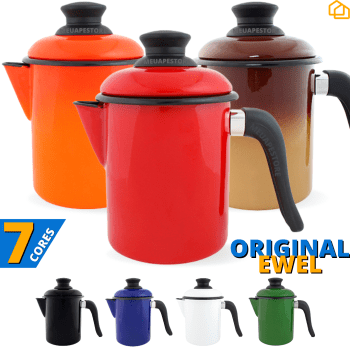 Bule Leiteira Esmaltada Indução C/ Tampa 900ML Original Ewel