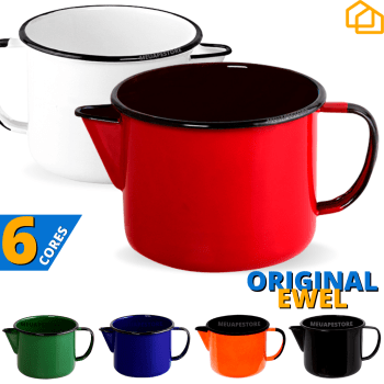 Caneca Leiteira Com Bico Esmaltada Indução 1L Original Ewel