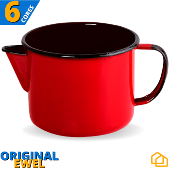 Caneca Leiteira Com Bico Esmaltada Indução 1L Original Ewel