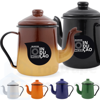 Cafeteira Bule Esmaltado Agata Indução 1100ML Com Bico Original Ewel