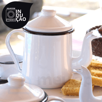 Cafeteira Bule Esmaltado Agata Indução 1100ML Com Bico Original Ewel