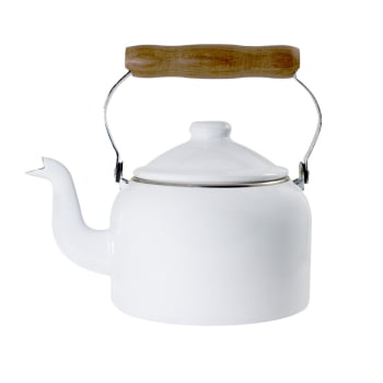 Chaleira Esmaltada Agata Indução 1,8L Cabo De Madeira Original Ewel
