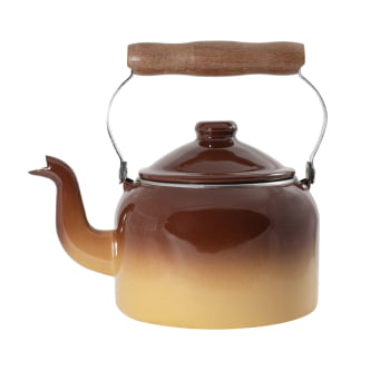 Chaleira Esmaltada Agata Indução 1,8L Cabo De Madeira Original Ewel