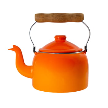 Chaleira Esmaltada Agata Indução 1,8L Cabo De Madeira Original Ewel