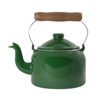 Chaleira Esmaltada Agata Indução 1,8L Cabo De Madeira Original Ewel