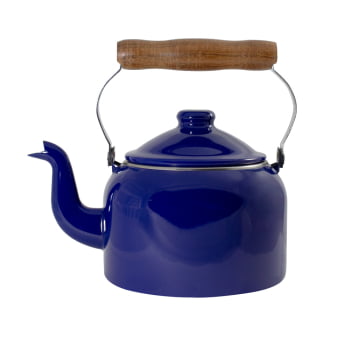 Chaleira Esmaltada Agata Indução 1,8L Cabo De Madeira Original Ewel