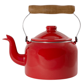 Chaleira Esmaltada Agata Indução 1,8L Cabo De Madeira Original Ewel