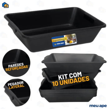 10 Caixa Plástica Para Massa Retangular Obras Reforçada 20LT