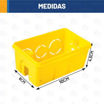 100 Caixa de Luz 4x2 Reforçada P/ Tomada Interruptor Embutir Amarelo