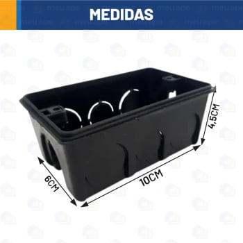 100 Caixa de Luz 4x2 Reforçada  P/ Tomada Interruptor Embutir Preto