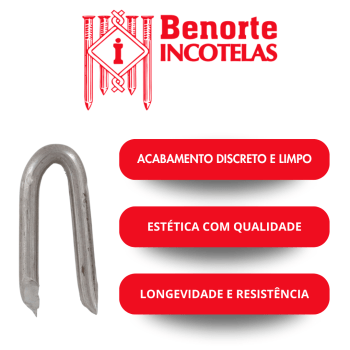 1KG Grampo Para Cerca Arame Farpado Liso Aroeira 1x9 Aço Galvanizado Benorte