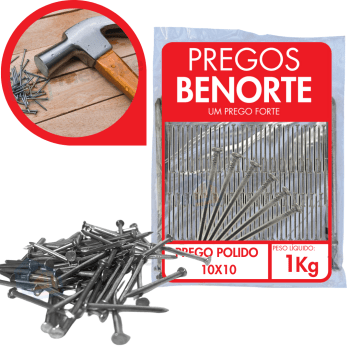Prego Com Cabeça 10x10 1kg Aço Polido Benorte 