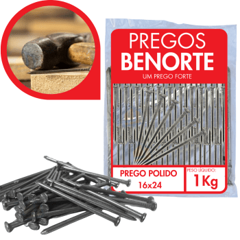 Prego Com Cabeça 16x24 1kg Aço Polido Benorte 