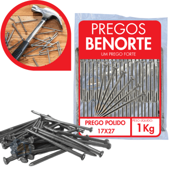 Prego Com Cabeça 17x27 1kg Aço Polido Benorte 