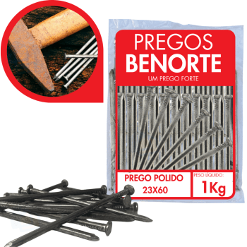 Prego Com Cabeça 23x60 1kg Aço Polido Benorte 