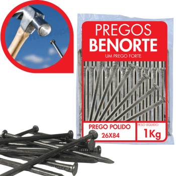 Prego Com Cabeça 26x84 1kg Aço Polido Benorte 
